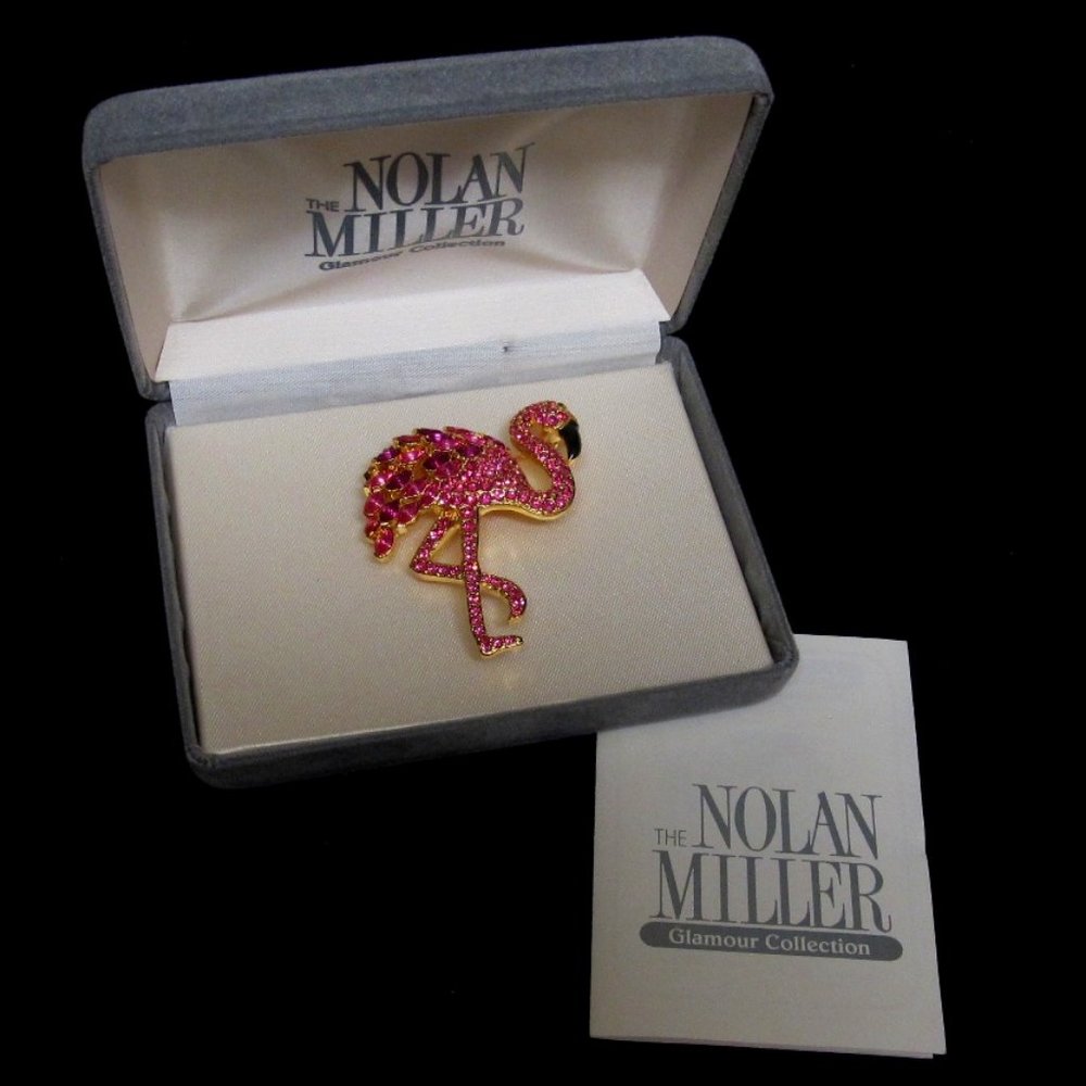 Vintage Nolan Miller Collection - Crystal Pink Flamingo Pin